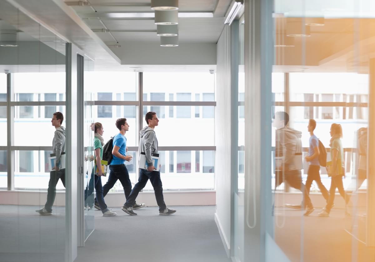 College students walking